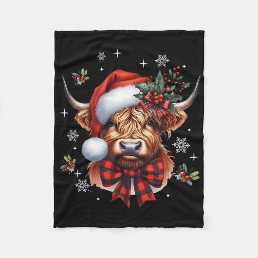 Christmas Coquette Cow Cute Moo Cow Xmas Holiday Fleece Deken (Voorkant)