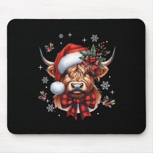 Christmas Coquette Highland Koe Schattige Moo Koe  Muismat (Voorkant)