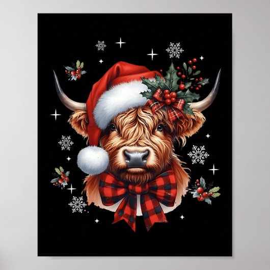 Christmas Coquette Highland Koe Schattige Moo Koe  Poster (Voorkant)