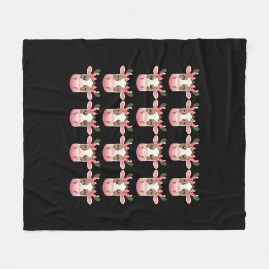 Christmas Coquette Highland Koe Western Xmas Fleece Deken (Voorkant (Horizontaal))