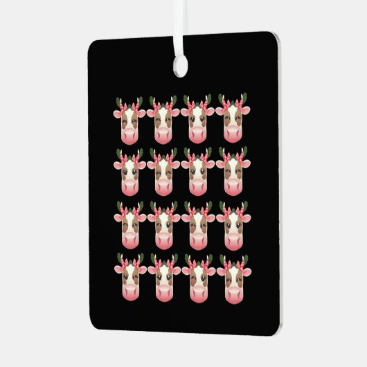 Christmas Coquette Highland Koe Western Xmas Metalen Ornament (Voorkant links)