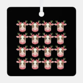 Christmas Coquette Highland Koe Western Xmas Metalen Ornament (Voorkant)