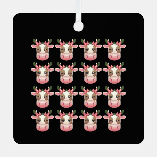 Christmas Coquette Highland Koe Western Xmas Metalen Ornament (Voorkant)