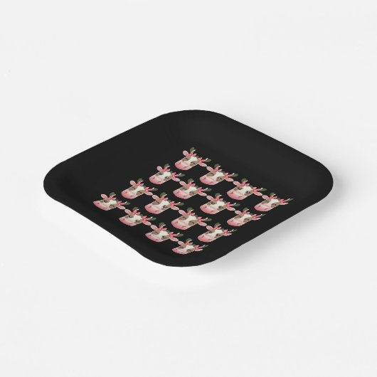 Christmas Coquette Highland Koe Western Xmas Papieren Bordje (Gebogen)