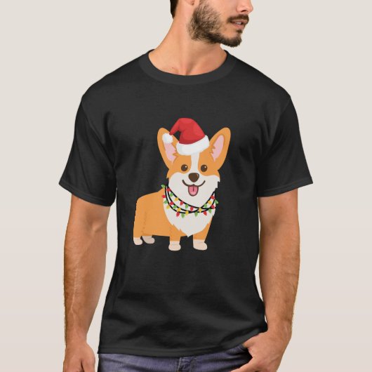 Christmas Corgi Dog Cartoon Style Fawn Red T-shirt (Voorkant)