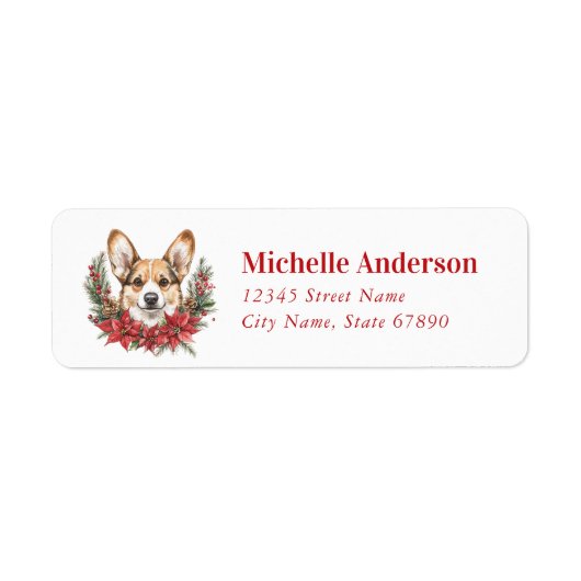 Christmas Corgi Dog Retour Adreslabels Etiket (Voorkant)