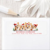 Christmas Corgi Dog Retour Adreslabels Etiket (Insitu)