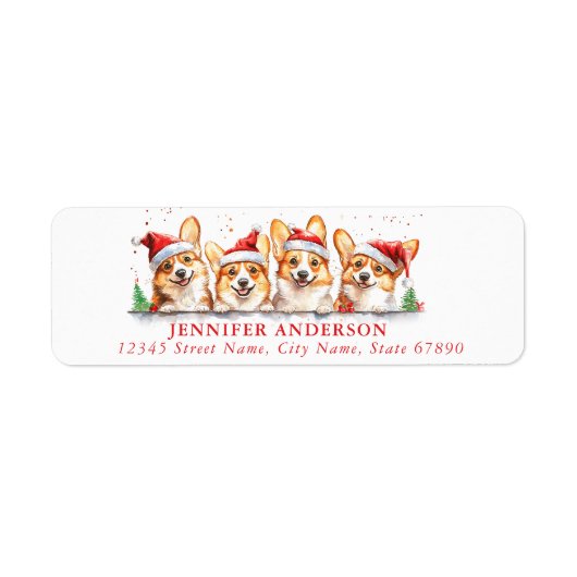 Christmas Corgi Dog Retour Adreslabels Etiket (Voorkant)
