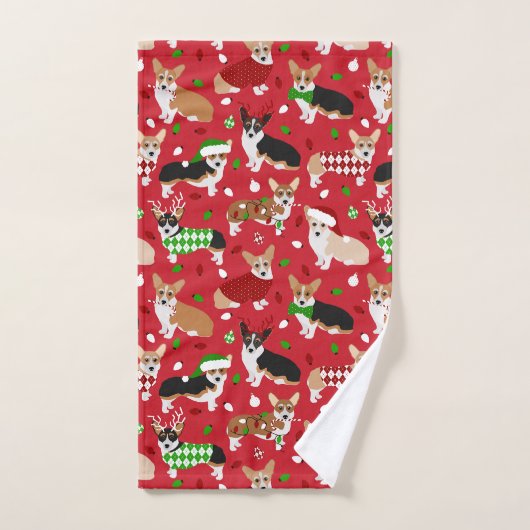 Christmas Corgi Dogs Bad Handdoek (Handdoek)