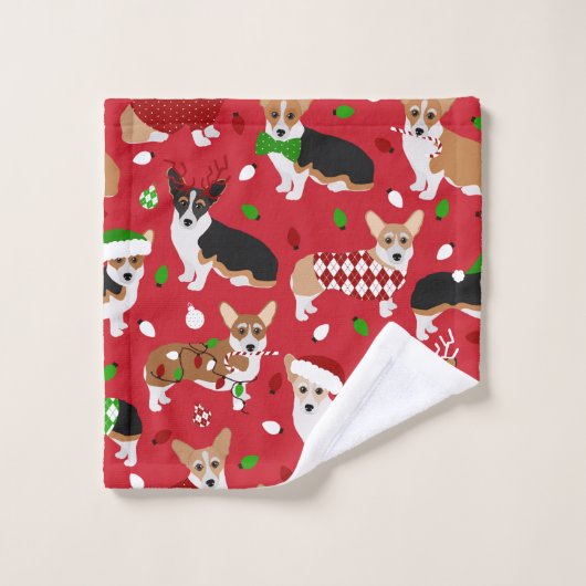 Christmas Corgi Dogs Bad Handdoek (Wasdoekje)