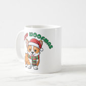Christmas Corgi Mug: Merry Woofmas Koffiemok (Voorkant links)