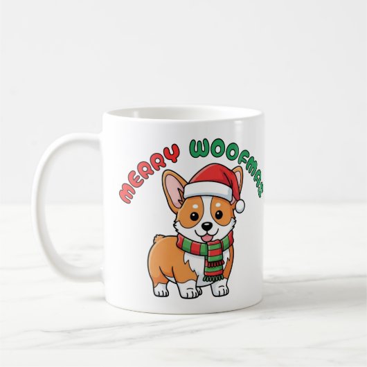 Christmas Corgi Mug: Merry Woofmas Koffiemok (Links)