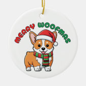 Christmas Corgi Ornament: Vrolijk Woofmas Keramisch Ornament (Voorkant)