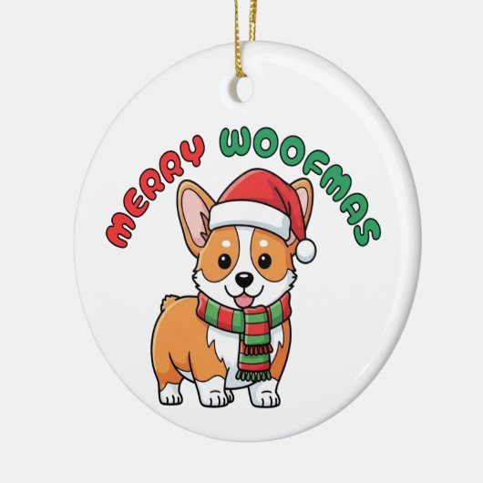 Christmas Corgi Ornament: Vrolijk Woofmas Keramisch Ornament (Links)