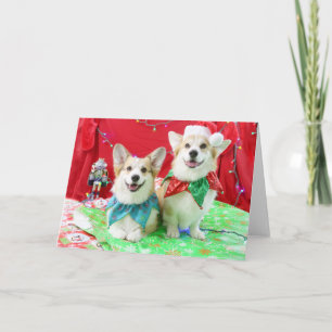 Christmas Corgis Greeting Card & Envelopes Feestdagen Kaart