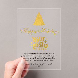 Christmas Corporate Business Logo Holiday Gold Acryl Uitnodigingen