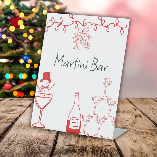 Christmas Corporate Doodle Party Bar Sign  Reclamebord Met Voetstuk