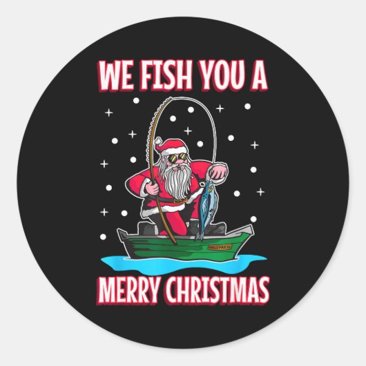 Christmas Costume Fisherman Fishing Funny Cool San Ronde Sticker (Voorkant)