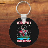 Christmas Costume Fisherman Fishing Funny Cool San Sleutelhanger (Voorkant)