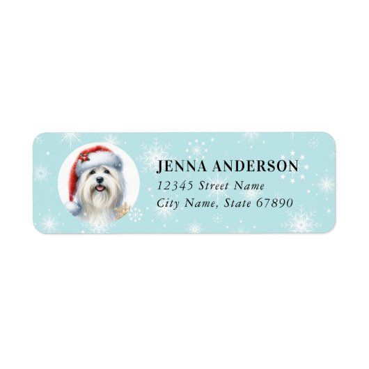 Christmas Coton De Tulear Retour Adreslabel Etiket (Voorkant)