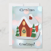 Christmas Cottage Art Holiday Flat Kaart (Voorkant)