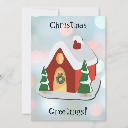 Christmas Cottage Art Holiday Flat Kaart (Voorkant)