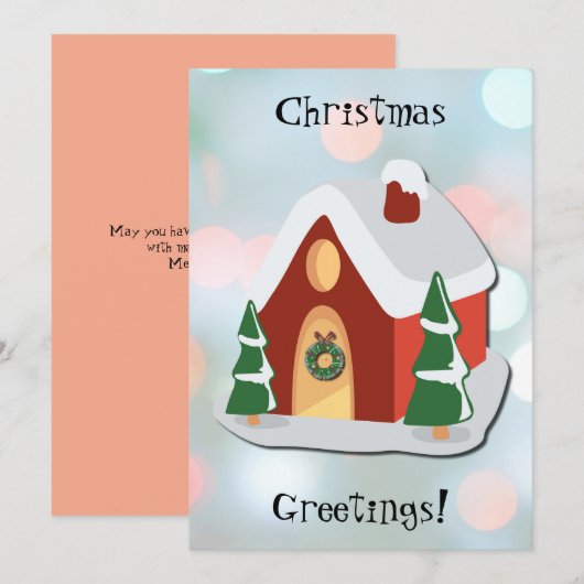 Christmas Cottage Art Holiday Flat Kaart (Voorkant / Achterkant)