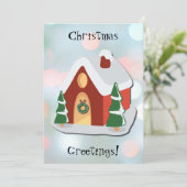 Christmas Cottage Art Holiday Flat Kaart (Staand voorkant)