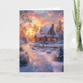 Christmas Country Home Sunset Kaart (Voorkant)