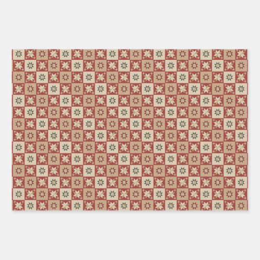 Christmas Country Star Quilt Blocks Inpakpapier Vel (Voorkant 2)