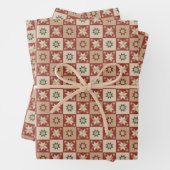 Christmas Country Star Quilt Blocks Inpakpapier Vel (In situ)