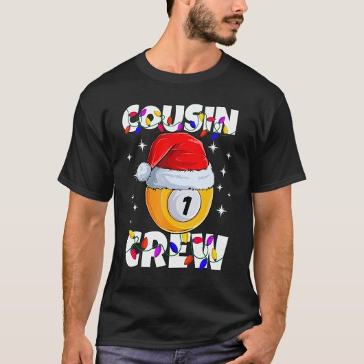 Christmas Cousin Crew 1 Ball Billiard Pajamas Fami T-shirt (Voorkant)