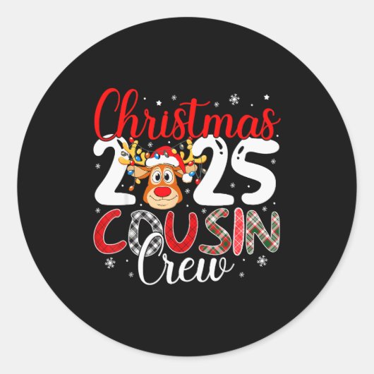 Christmas Cousin Crew 2025 Matching Family Xmas Pa Ronde Sticker (Voorkant)