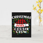 Christmas Cousin Crew 2025 Plaid Santa Hat Xmas Li Kaart (Gele Bloem)