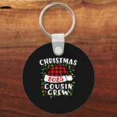 Christmas Cousin Crew 2025 Plaid Santa Hat Xmas Li Sleutelhanger (Voorkant)