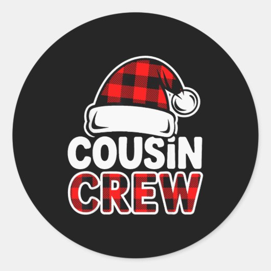 Christmas Cousin Crew Buffalo Red Plaid Pajamas Fa Ronde Sticker (Voorkant)