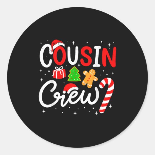 Christmas Cousin Crew Candy Cane Family Matching H Ronde Sticker (Voorkant)