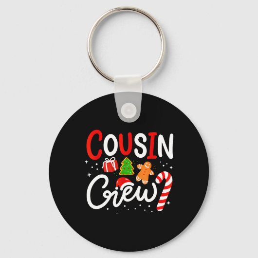 Christmas Cousin Crew Funny Santa Hat Light Kids M Sleutelhanger (Voorkant)
