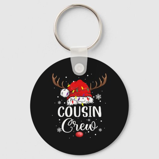 Christmas Cousin Crew Funny Santa Hat Light Kids M Sleutelhanger (Voorkant)