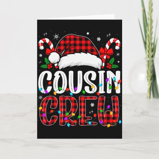 Christmas Cousin Crew Red Plaid Family Matching Xm Kaart (Voorkant)