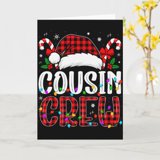 Christmas Cousin Crew Red Plaid Family Matching Xm Kaart (Gele Bloem)