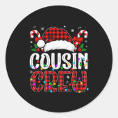 Christmas Cousin Crew Red Plaid Family Matching Xm Ronde Sticker (Voorkant)