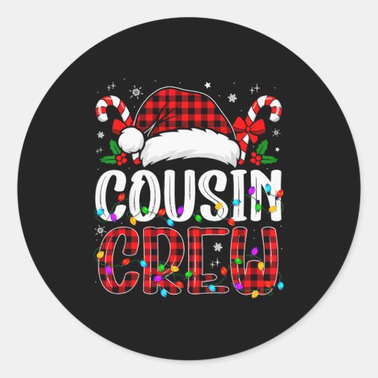 Christmas Cousin Crew Red Plaid Family Matching Xm Ronde Sticker (Voorkant)