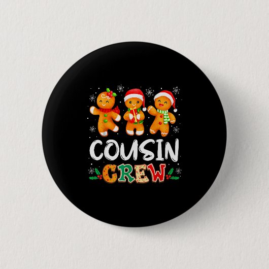 Christmas Cousin Crew Santa Hat Family Matching Fu Ronde Button 5,7 Cm (Voorkant)
