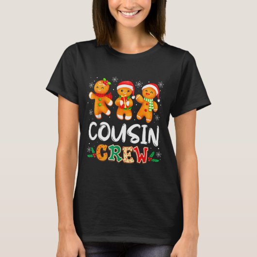 Christmas Cousin Crew Santa Hat Family Matching Fu T-shirt (Voorkant)