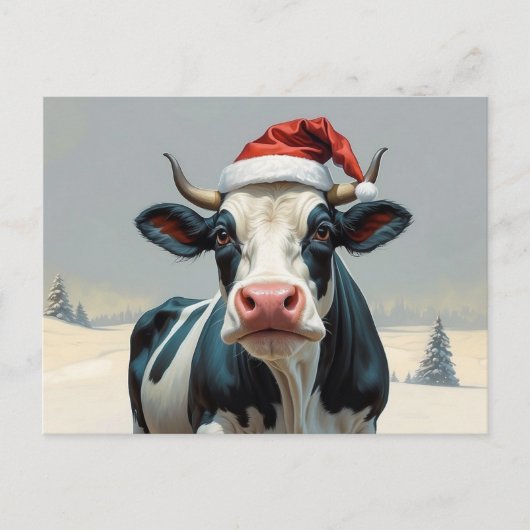 christmas cow in winter landscape briefkaart (Voorkant)