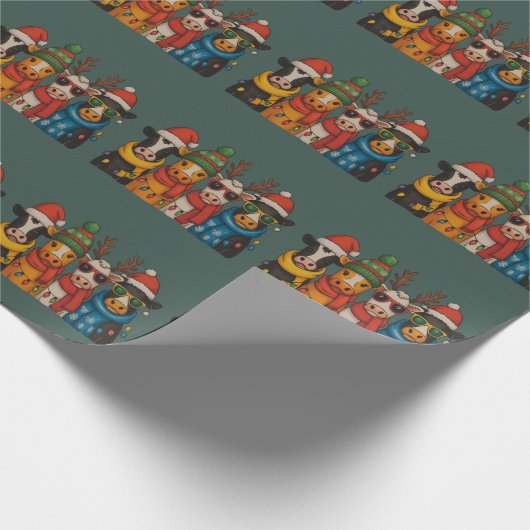 Christmas Cow Lover Farmhouse Farm Santa Highland  Cadeaupapier (Hoek)