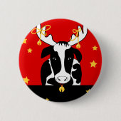 Christmas Cow Pin Back Button (Voorkant)