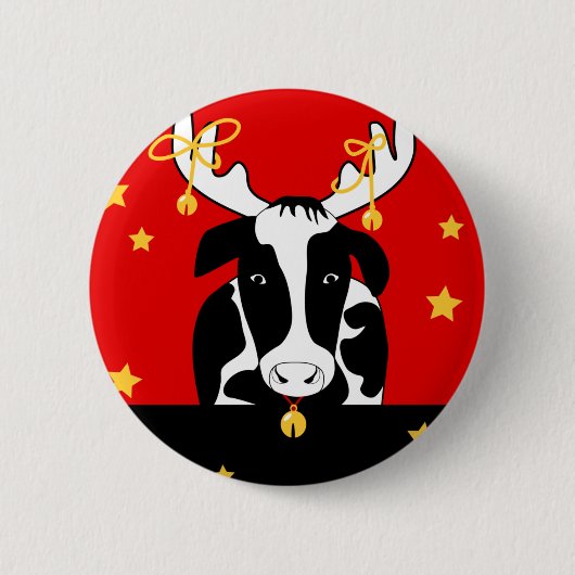 Christmas Cow Pin Back Button (Voorkant)