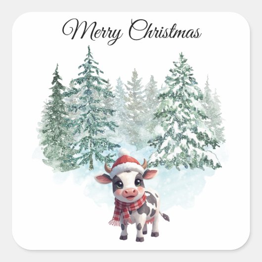 Christmas Cow Sticker (Voorkant)